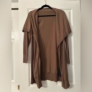 Zara Knit Taupe Open Draped Waterfall Cardigan
